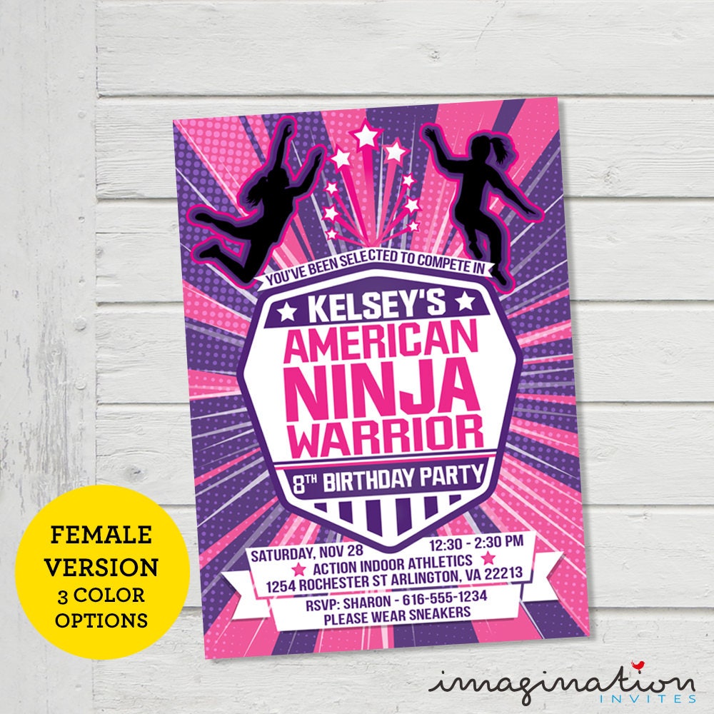 American Ninja Warrior Birthday Party Invitations 8