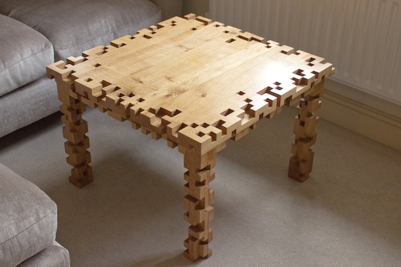 Coffee Table Oak Furniture 8 Bit Pixel Square Living