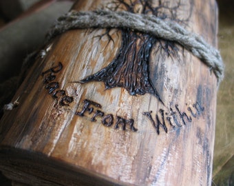 Names, date, or intials engraving on the wood or leather items
