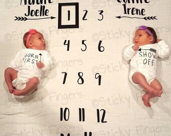 Twins Personalized Milestone Blanket