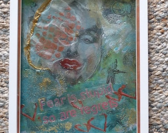 ART SALE: Marilyn Monroe 'Fear Is Stupid' Mixed Media Artwork