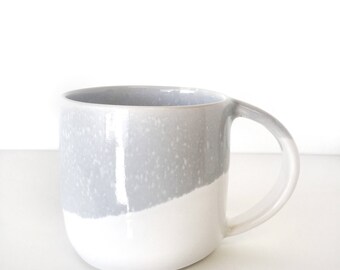 Coffee cup mug - oversized cappuccino large mug ceramic in grey and white latte large