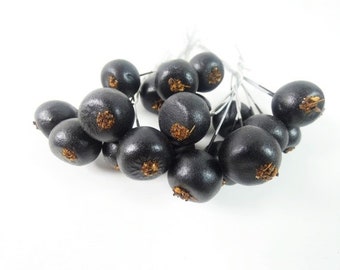 20 Vintage Blackcurrant Berries Artificial Blackcurrant Fake Blackcurrant Scrapbooking Fake Fruit Fake Berries