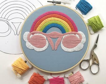 Digital embroidery pattern, Big swinging Ovaries -RAINBOVARIES- , design by Jess de Wahls #BSODIY