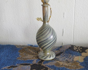 Vintage Art Glass Perfume Bottle with Stopper Hand Blown Glass, Made in Israel 5", Swirl pattern, glass bottle, small genie bottle