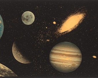 41 ft of Space Planets Galaxy Stars Earth Saturn Jupiter Mars Wallpaper Border