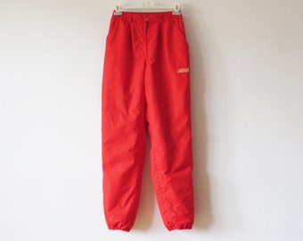 Bright Red Ski Suit Pants Snowboard High Waist Colorful Sporty Trousers Medium Size