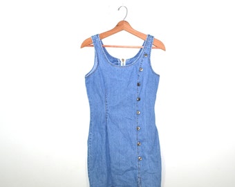 Denim Dress Denim Mini Dress Denim Skater Dress 90s Grunge Dress Denim Shirt Dress 80s Denim Dress