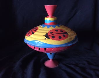 Vintage Original Tin Spinning Top, Made by Lorenz Bolz Zirndorf (LBZ), West Germany - 1950