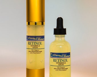 RETINOL VITAMIN A Serum - 2.5% Pure Retinol + Hyaluronic Acid - Strongest OTC Clinical Strength- 72 percent Organic - Anti-Aging Skin Repair