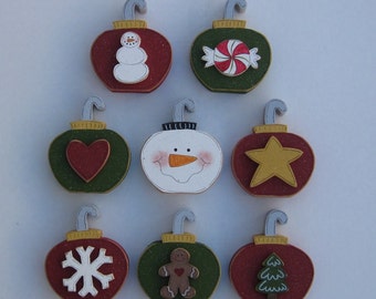 CHRISTMAS ORNAMENT Blocks Set -Set of 8 for the price of 7- for Noel, shelf, desk, office, mantle and home decor