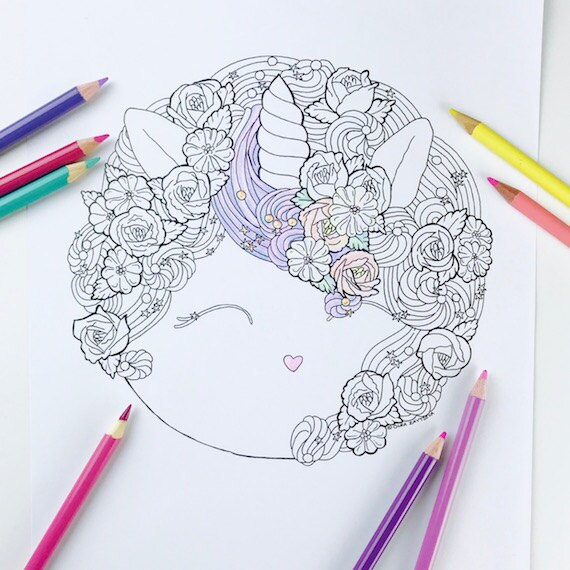 Adult coloring  page  Magical Unicorn  Coloring  Pages  for Adults