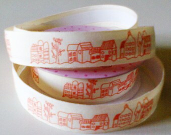 cotton tape Ribbon: Red village