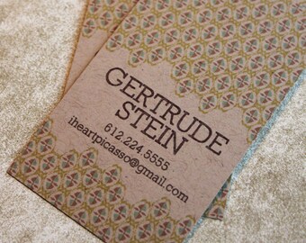 Patterned Calling cards on Kraft-Vertical
