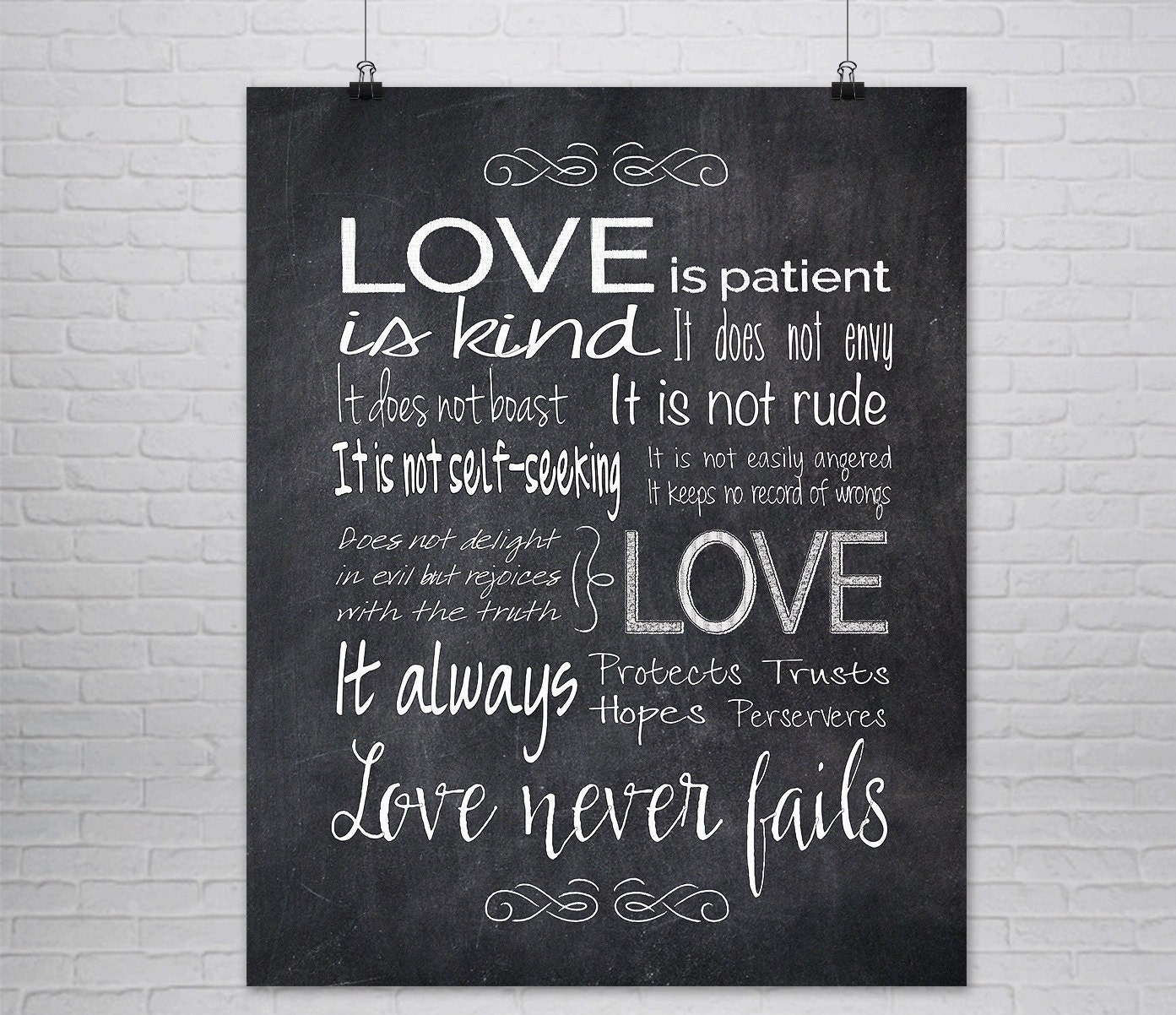 1st Corinthians 13 Print Love is Patient Love is Kind Chalk