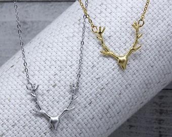 Same Day Shipping Til 3 p.m EST,Deer antler Necklace-Silver/gold necklace,Deer necklace ,Christmas gift,Special gift,Valentine's day gift