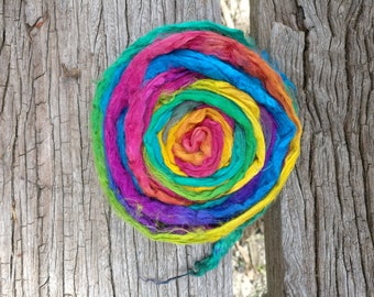 Pure Mulberry Silk Fibre 20g- Rainbow
