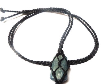 Kyanite necklace, macrame necklace, blue kyanite pendant, loyalty necklace, gift idea for Him, healing stones, blue crystals, wrapmeacrystal