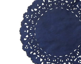 NAVY BLUE Color Paper Doilies | 4" 5" 6" 8" 10" 12" 14" 16" Round Sizes | Navy Blue Doily, Dark Blue Doilies, Navy Chargers