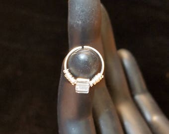 Clear Bead and Silver Nose/Cartilage Ring