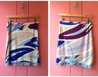 Vintage Emilio Pucci Blue Multicolour Skirt