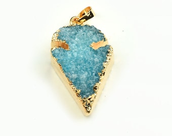 Druzy Arrow pendant Gold Electroplate Necklace Pendant purple Natural Stone Jewelry Supplies B4006-2