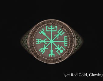 Glow Viking Rune Ring Vegvisir Ring Viking Ring Rune Compass norse ring viking rune jewelry viking norse jewelry women viking ring