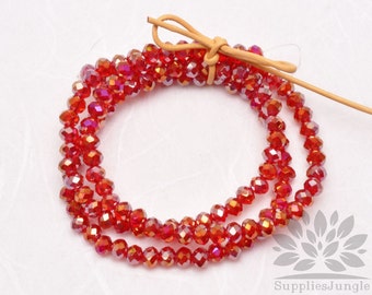 CB100-RD// 4mm Faceted Crystal Rondelle Bead, 1 strand