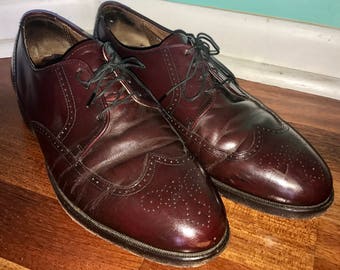 Oxblood Wingtip Leather Vintage Shoes 10