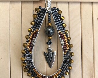 Handmade Beaded Native Teardrop Earrings