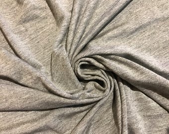 Bamboo Spandex Jersey Knit By the Yard - Heather Grey 4 Way Stretch.