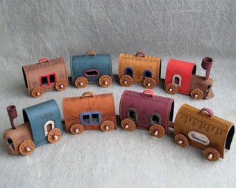 Leather Train, Leather Toys, Leather Home Decoration, Cute Leather Toys, Toys locomotive, Toys carriages