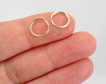 9mm tiny endless hoop earrings 14k yellow or rose gold filled .35 inch " hollow tube hoop earrings small hoops mini hoop second piercing 1mm
