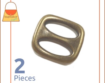 1 Inch Slides, Antique Brass / Bronze Finish, 2 Pieces, 1" Sliders, Handbag Purse Bagmaking Hardware Supplies, BKS-AA028