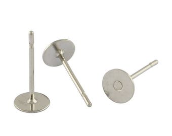 Bulk 10 sets (20pce) DIY Flat Glue Pad Post Stud Earring Finding 12x6mm 304SS