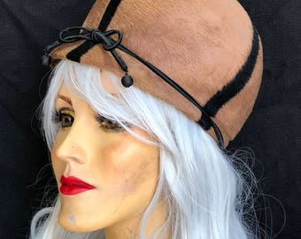 1950s Cloche Wool Brown/Black Hat