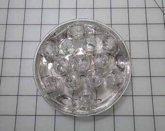 1950s Clear Glass Flower Frog for Flower Arranging, Large 4 Inch Base, Hat Pin or Pencil Holder, Mid Century Home Decorating