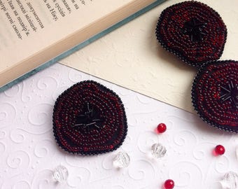Beaded Poppy Brooch, Set of Three Brooches, Bead Embroidery Brooch, Poppy Jewelry, Remembrance Day Brooch, Veterans Day, Mother's Day Gift