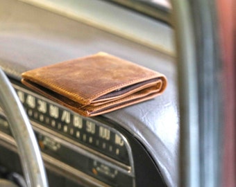 Handmade Distressed Leather Wallet, Tri-Fold Leather Wallet, Anniversary Gift, Boyfriend Gift, Gift for Him, Husband Gift