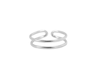 Double rings in Sterling Silver knuckle ring
