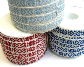 1 m Woven Ribbon "Heart of Sweden" 10 mm w 100 % cotton from Sweden