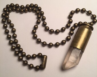 FREE SHIPPING crystal bullet pendant necklace