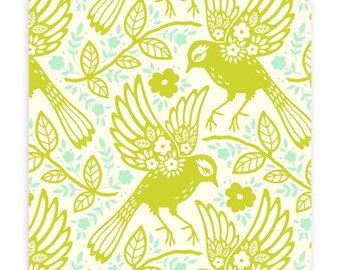Up Parasol Meadowlark in Chartreuse by Heather Bailey for Free Spirit Fabrics HB047- Half Yard or By the Yard