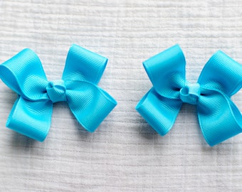 Hair Bows,Misty Turquoise Hair Bows,Pigtail Hair Bows,Alligator Clips,3 Inch Hair Bows,Non Slip,Birthday Party Favors