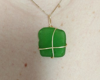 Wire Wrapped Beach Glass Necklace Pendant | One Of A Kind Sea Glass Jewelry Pendant | Sea Glass Necklace | Sea Glass Beach Glass Jewelry