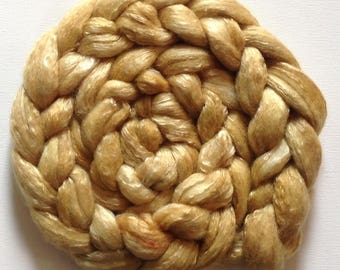 Roving for spinning hand dyed luxury silk blends semi solids 2ozs Mosaic G old pre order