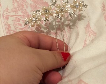 Pearl and Crystal Flower Hair Piece