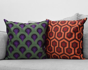 the shining - set of 2 - 18" velveteen pillow cases - overlook hotel // carpet patterns - room 237 & hallway