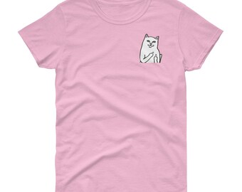 Funny Cat Middle Finger Women's short sleeve t-shirt
