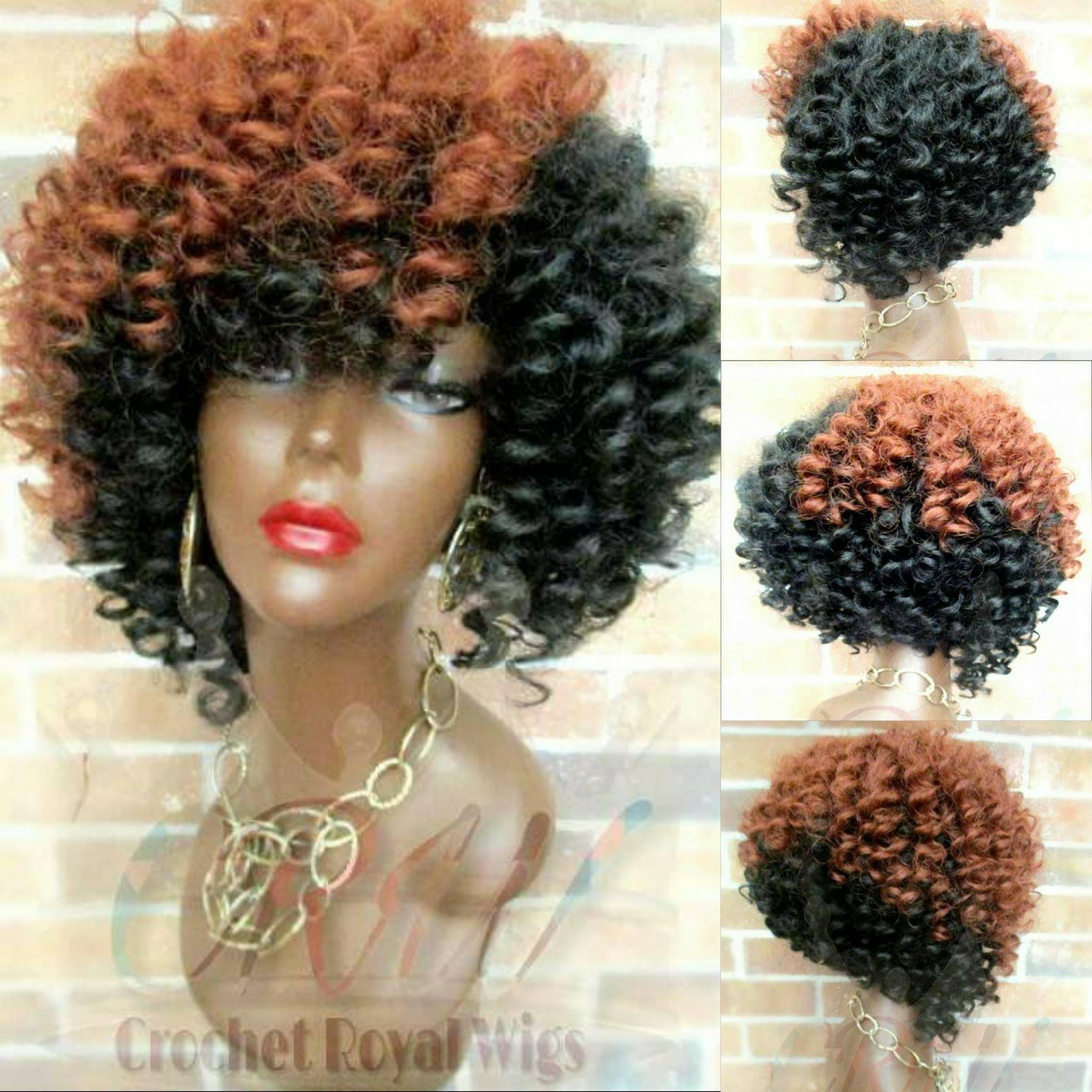 Kinky Curly Crochet Wig HANDMADE HANDCURLED